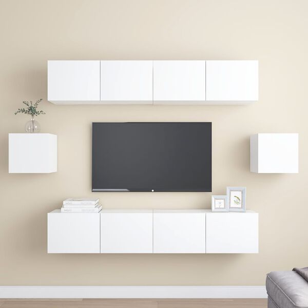 vidaXL Set Mobili Porta TV 6 pz Bianco in Legno Multistrato