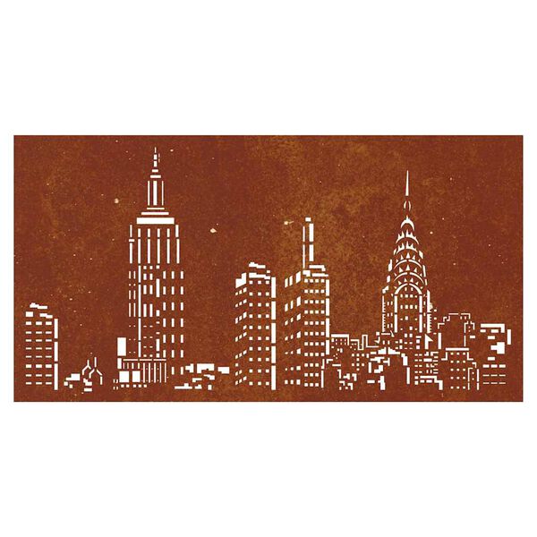 vidaXL Decorazione Muro da Giardino 105x55cm Skyline in Acciaio Corten