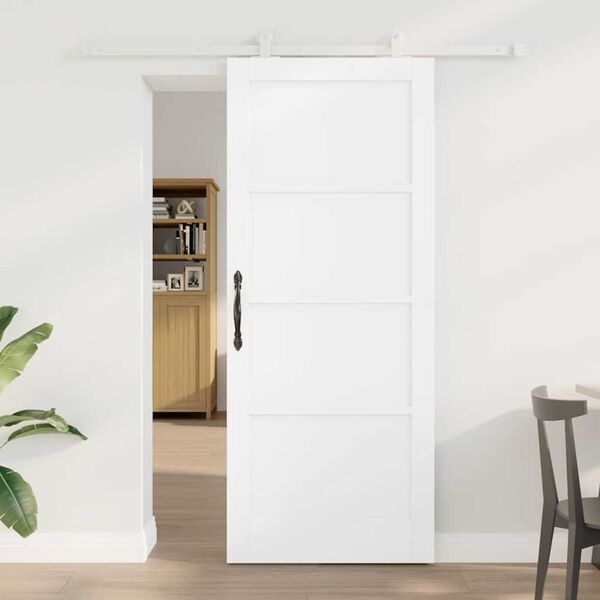 vidaXL Porta scorrevole Bianco 83 x 202 cm Pino massello