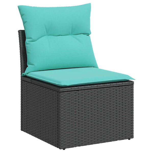 vidaXL Set Divani da Giardino 10pz con Cuscini in Polyrattan Nero