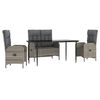 vidaXL Set da Pranzo da Giardino 4 pz con Cuscini in Polyrattan Grigio