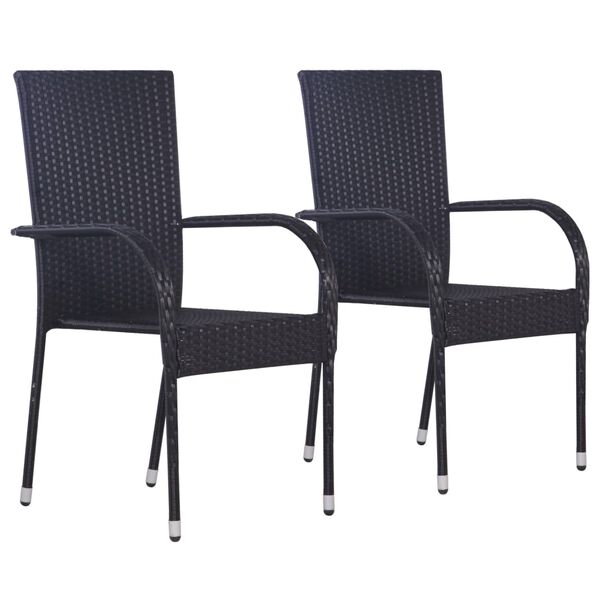 vidaXL Set Mobili da Pranzo per Giardino 3 pz Polyrattan Nero