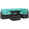 vidaXL Set Divano da Giardino con cuscino 6 pcs Nero e Blu polyrattan