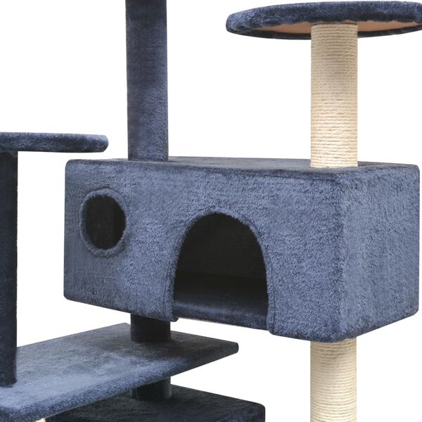 vidaXL Albero per Gatti con Tiragraffi in Sisal 125 cm Blu Scuro