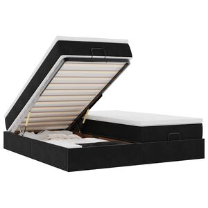 vidaXL Struttura Letto Pouf con Materassi Nero 160x200 cm in Velluto