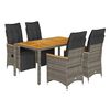 vidaXL Set Bistr&ograve; da Giardino 5 pz con Cuscini in Polyrattan Grigio