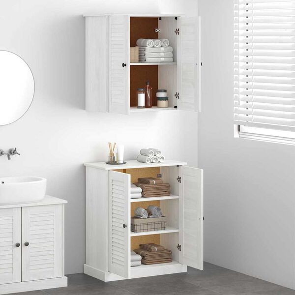 vidaXL Set di mobili per il bagno 2 pcs Bianco e Bianco Antico