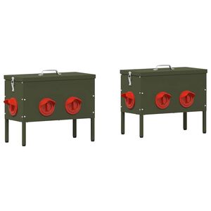 vidaXL Feeder per pollo 2 pcs Verde oliva 41,5 x 20,5 x 33 cm