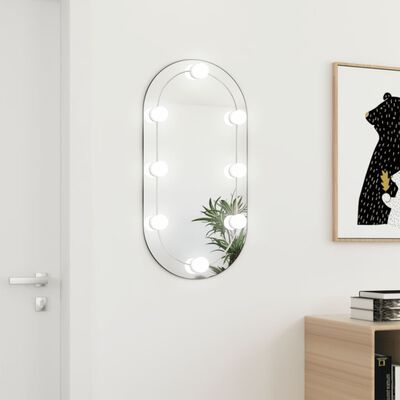 vidaXL Specchio con Luci LED 80x40 cm Ovale in Vetro
