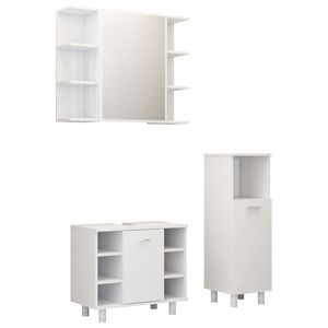 vidaXL Set Mobili da Bagno 3 pz Bianco in Truciolato