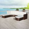 vidaXL Set Divani da Giardino 4 pz con Cuscini in Polyrattan Marrone