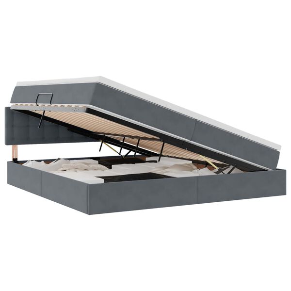 vidaXL Letto con contenitore e LED Grigio scuro 200 x 200 cm Velluto
