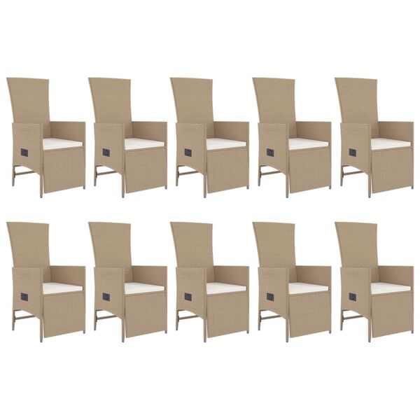 vidaXL Set da Pranzo da Giardino 11 pz con Cuscini Beige in Polyrattan