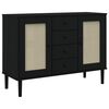 vidaXL Credenza SENJA Aspetto Rattan Nero 112x40x80 cm Massello Pino
