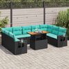 vidaXL Set Divani da Giardino 10pz con Cuscini in Polyrattan Nero