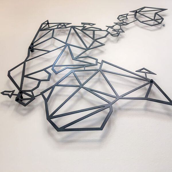 Homemania Decorazione da Parete Mappamondo 100x58 cm in Acciaio Nero