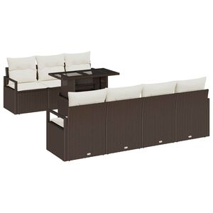 vidaXL Set Divano da Giardino con cuscino 8 pcs Marrone Poly Rattan
