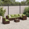 vidaXL Set Divani da Giardino 7 pz con Cuscini in Polyrattan Marrone