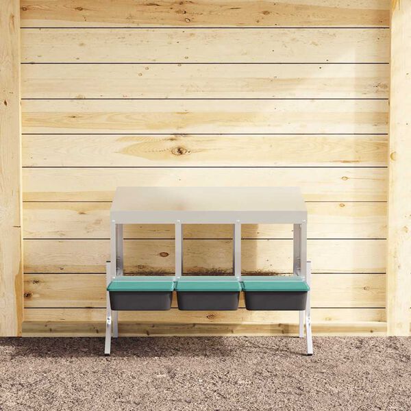 vidaXL Nido per Galline a 3 Scomparti con Gambe in Acciaio Zincato