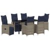 vidaXL Set di tavolo e sedie con cuscino 7 pcs Grigio Rattan in PE