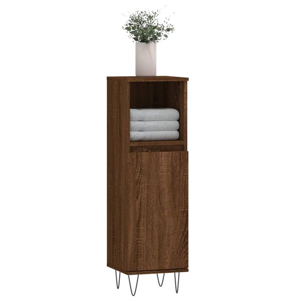 vidaXL Armadietto Bagno Rovere Marrone 30x30x100 cm Legno Multistrato