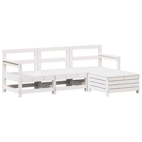 vidaXL Set Salotto da Giardino 4 pz Bianco in Legno Massello di Pino