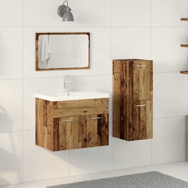 vidaXL Set di mobili per il bagno 4 pcs Marrone Legno multistrato
