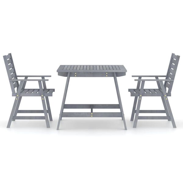 vidaXL Set da Pranzo da Giardino 3 pz Legno Massello di Acacia Grigio
