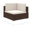 vidaXL Set Divani da Giardino 8 pz con Cuscini in Polyrattan Marrone