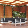 vidaXL Set Divani da Giardino 9 pz con Cuscini Bianchi Legno di Pino