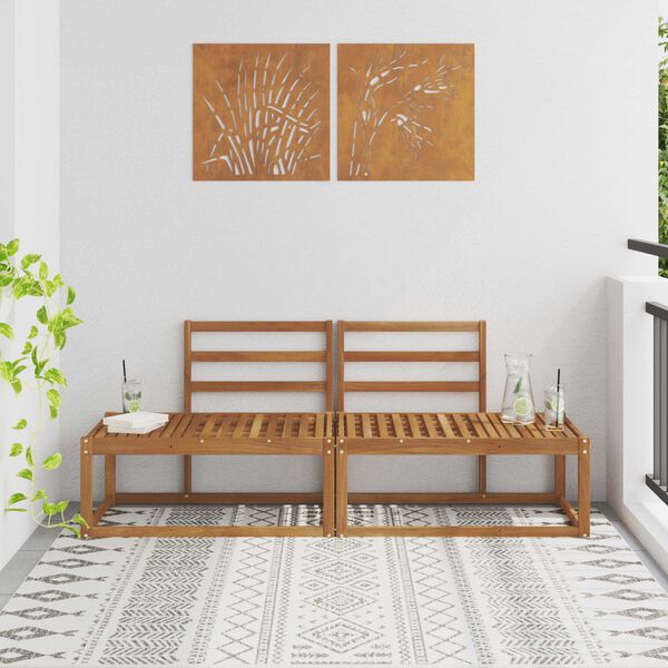 vidaXL Divano da Esterno 2 Pezzo Naturale 182,5 x 63 x 73 cm