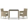 vidaXL Set Pranzo da Giardino 3 pz Polyrattan e Vetro Temperato Beige