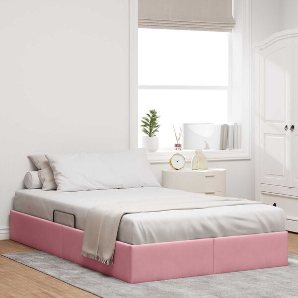 vidaXL Letto con Contenitore Rosa 120 x 200 cm Velluto