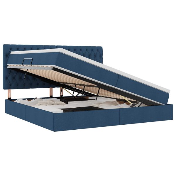 vidaXL Letto con contenitore e materasso Blu 200 x 200 cm Poliestere