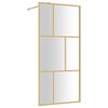 vidaXL Parete per Doccia Walk-in Vetro Trasparente ESG 90x195 cm Oro