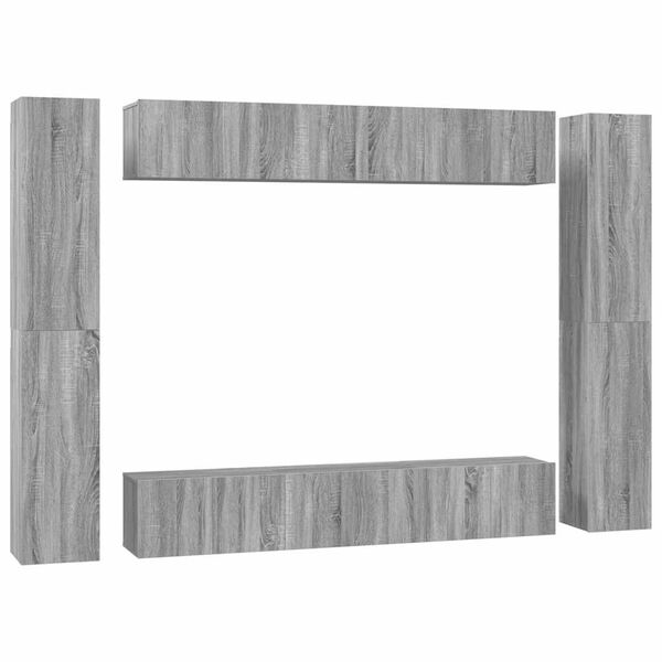 vidaXL Set Mobili Porta TV 10 pz Grigio Sonoma in Legno Multistrato
