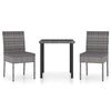 vidaXL Set da Pranzo da Giardino 3 pz in Polyrattan Grigio