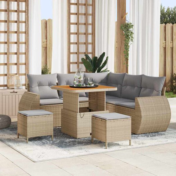 vidaXL Set Divano da Giardino 8 pcs Beige polyrattan