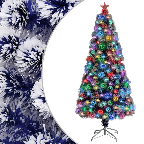 vidaXL Albero Natale Preilluminato Bianco e Blu 150 cm in Fibra Ottica