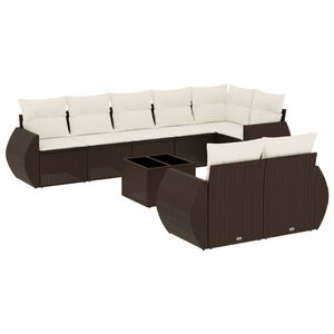 vidaXL Set Divani da Giardino 9pz con Cuscini Marrone in Polyrattan