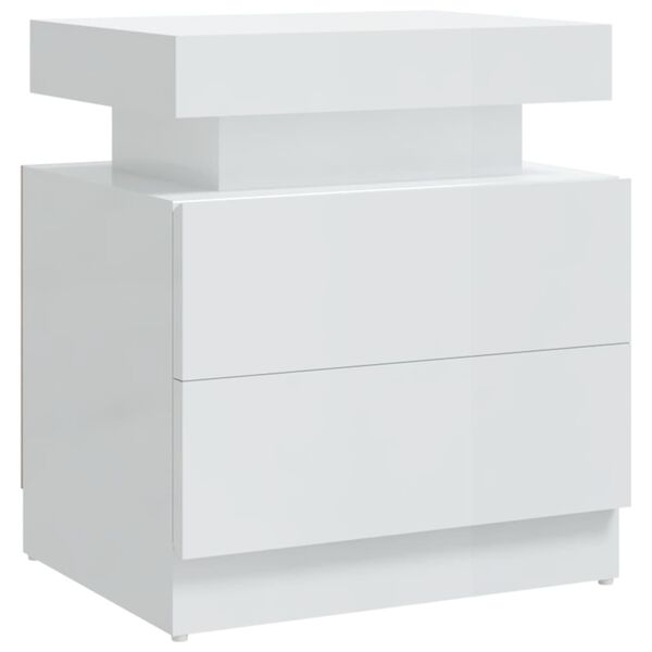 vidaXL Comodino Bianco Lucido 45x35x52 cm in Legno Multistrato