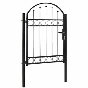 vidaXL Cancello per recinzione ASSEN con parte ad arco 100x125 cm Nero