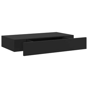 vidaXL Mensola a Muro Galleggianti con Cassetto Nera 48x25x8 cm