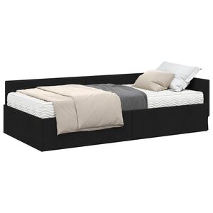 vidaXL Struttura Letto Angolare con Materasso Altro 2 pz Nero Tessuto