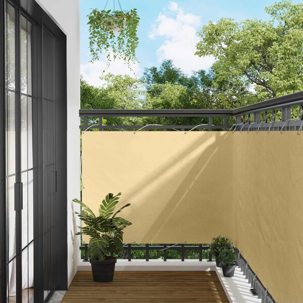 vidaXL Schermo da balcone Sabbia 110 x 600 cm Tessuto Oxford