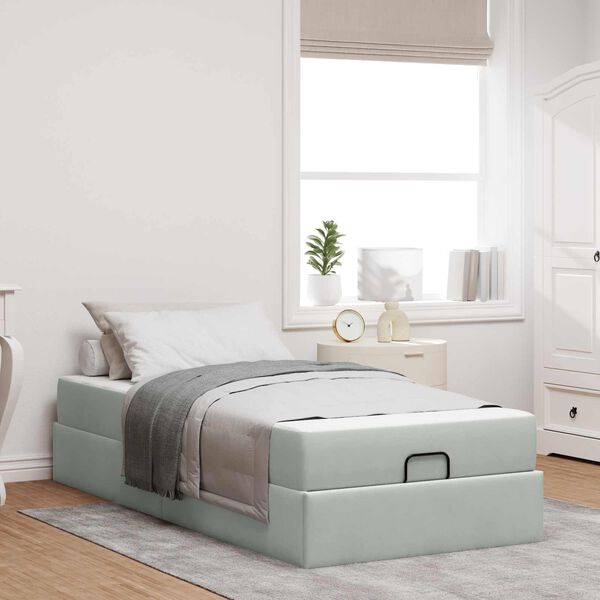 vidaXL Struttura letto con materasso 2 pcs Grigio chiaro Velluto