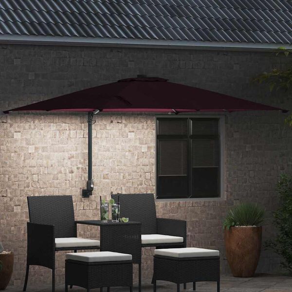 vidaXL Ombrello da giardino Rosso Bordeaux 248,5 x 247,5 x 160 cm