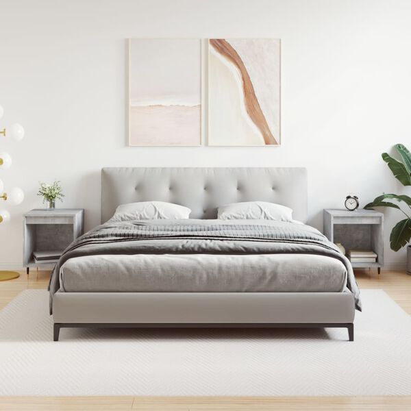 vidaXL Comodini 2pz Grigio Cemento 40x35x50 cm in Legno Multistrato