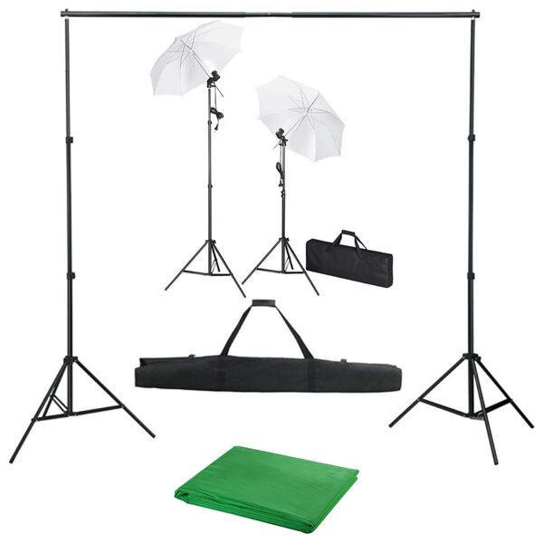 vidaXL Kit Studio Fotografico con Fondali Luci e Ombrelli