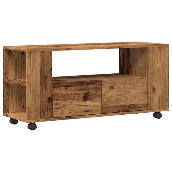 vidaXL Mobile Porta TV con Ruote Legno Antico 102x34,5x43cm Truciolato